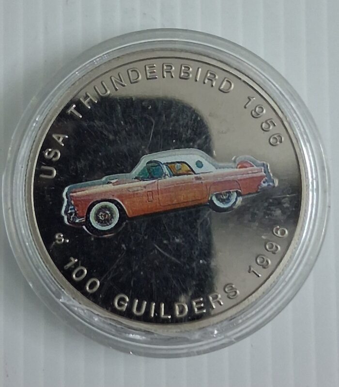 Suriname 100 Guilders USA Thunderbird 1956 Colour coin rare