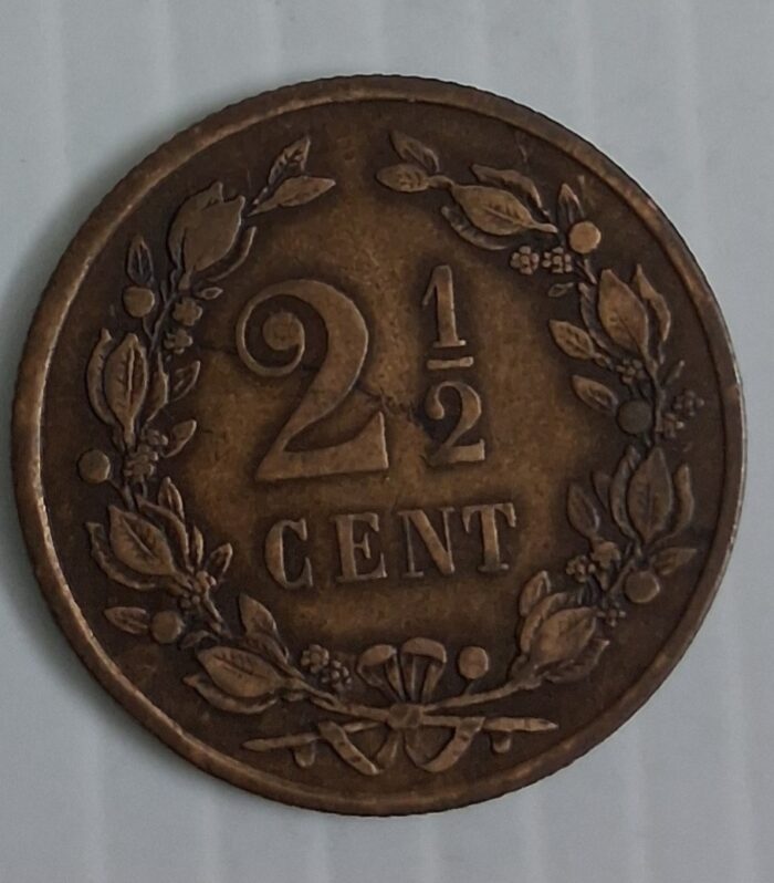 Netherlands 2.5 cents King William III coin 1877