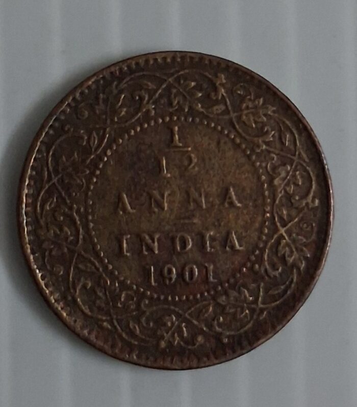 British India 1/12 Anna 1901 Queen Victoria coin
