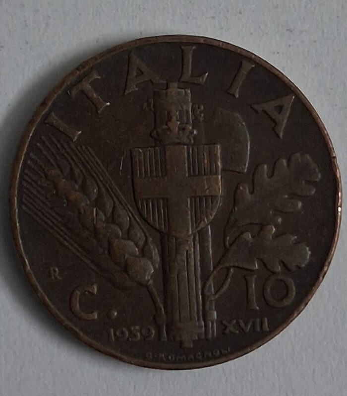 Italy 10 Centimes 1939 world coin