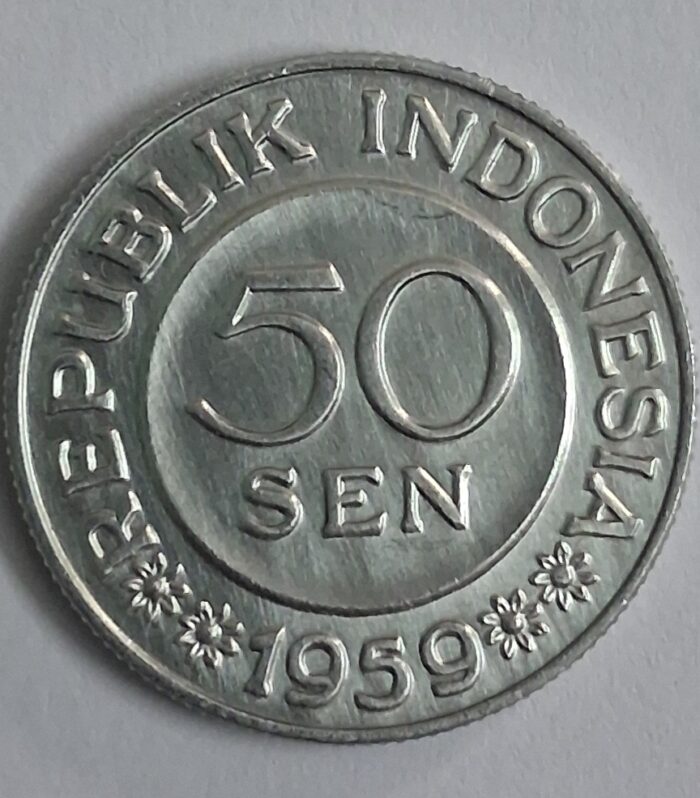 Indonesia 50 sen world coin 1959 unc