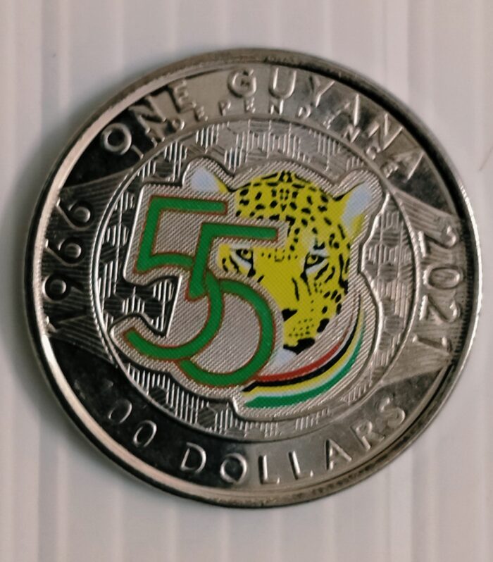 Guyana 100 Dollars 55 years of Independence colour coin