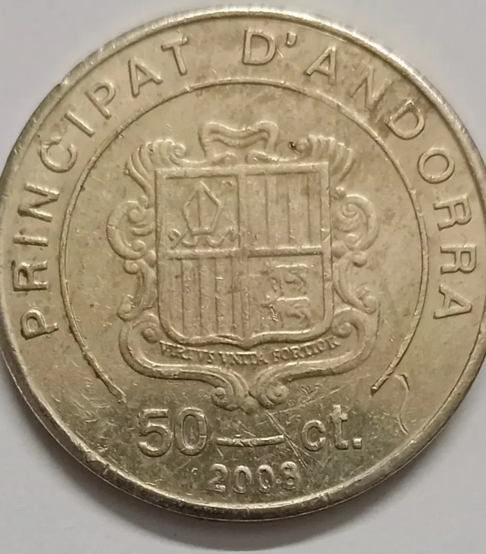 Andorra 50 Centimes world coin Andorra map