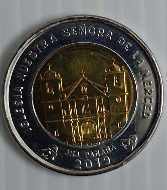 Panama 1 Balboa Coin Our Lady of Mercy Church Bimetal