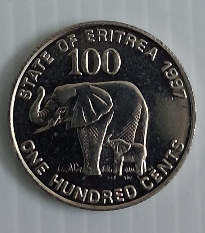 Eritrea 100 cents coin Elephant