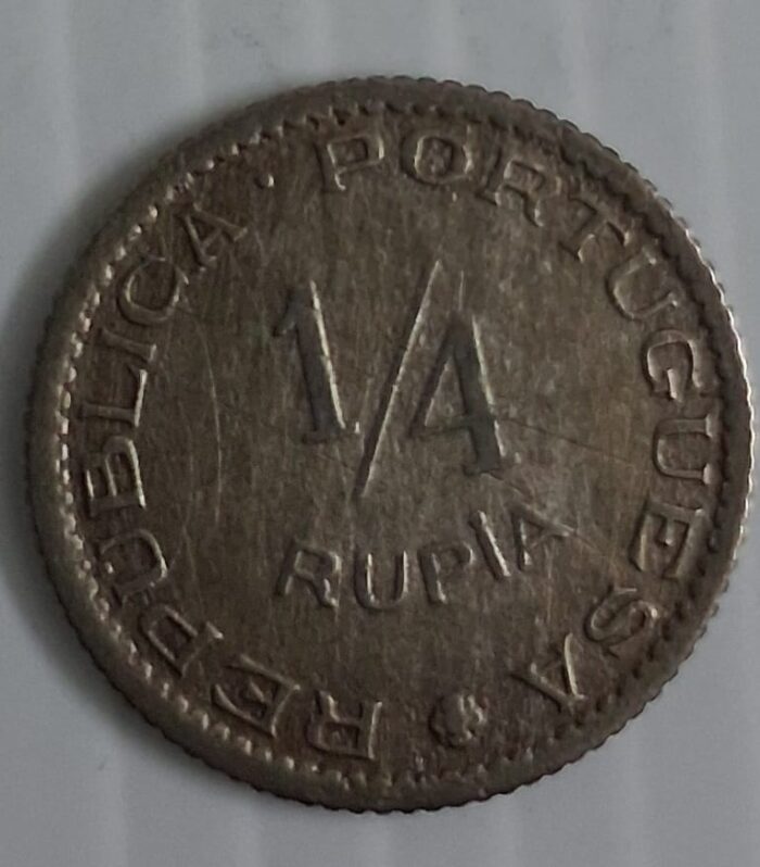 Portuguese India 1/4 rupee coin 1952