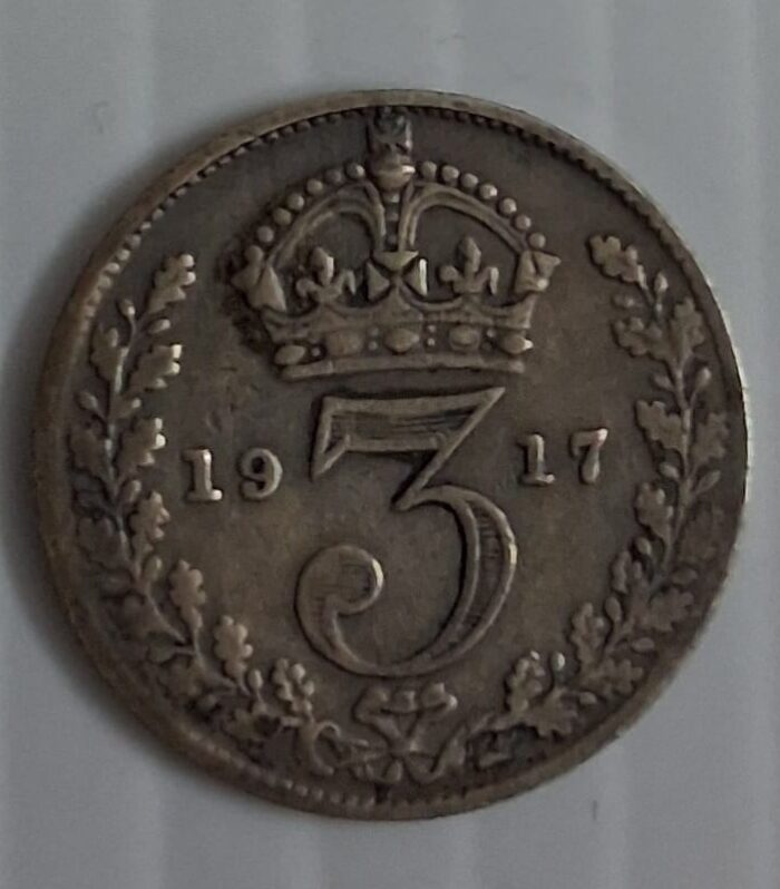 Uk 3 Pence world coin silver 1917