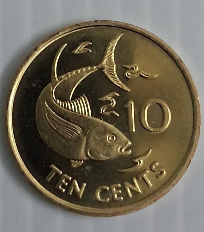 Seychelles 10 cents world coin unc fish