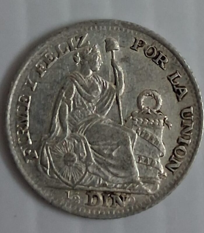 Peru 1/2 Dinero world coin Silver 1890