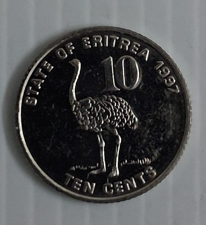 Eritrea 10 cents world coin Ostrich