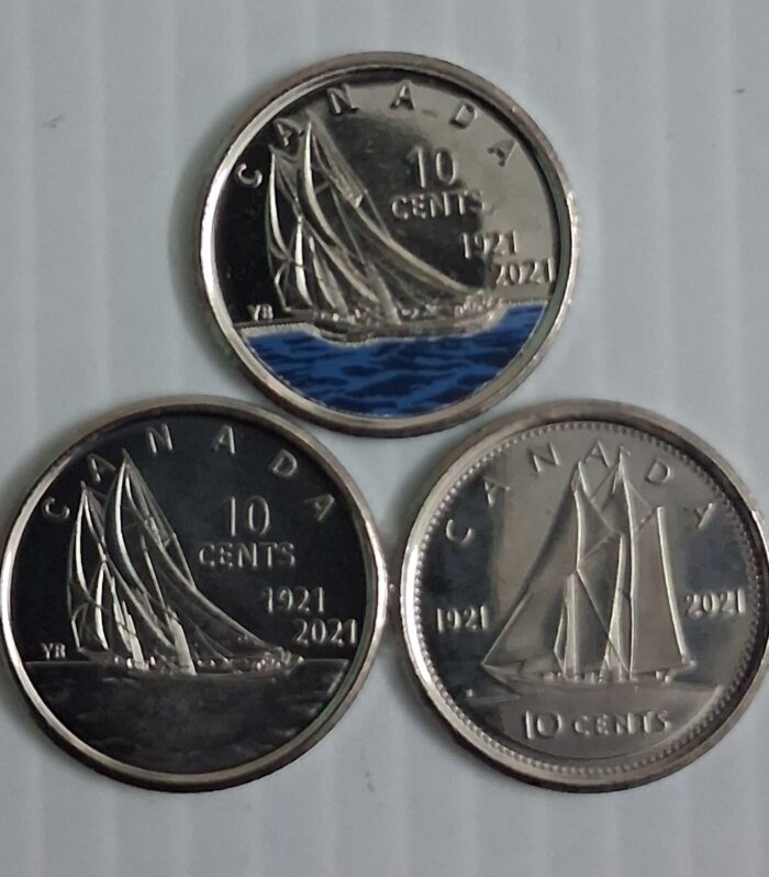 Canada 10 cents 3 coins set Blue nose