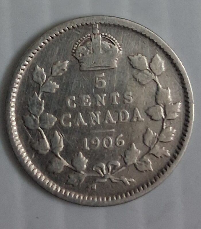 Canada 5 cents silver coin 1906
