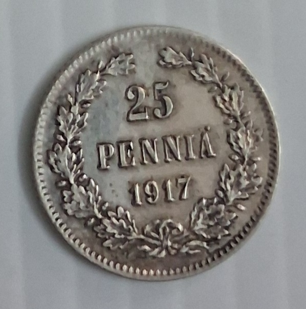 Finland 25 Pennia coin silver 1917