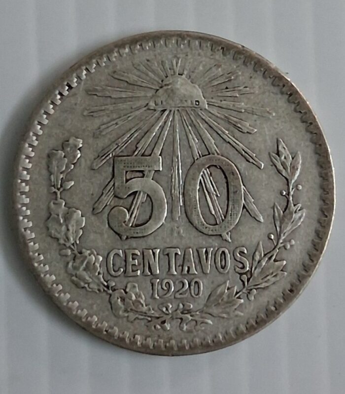 Mexico 50 Centavos world coin Silver 1920