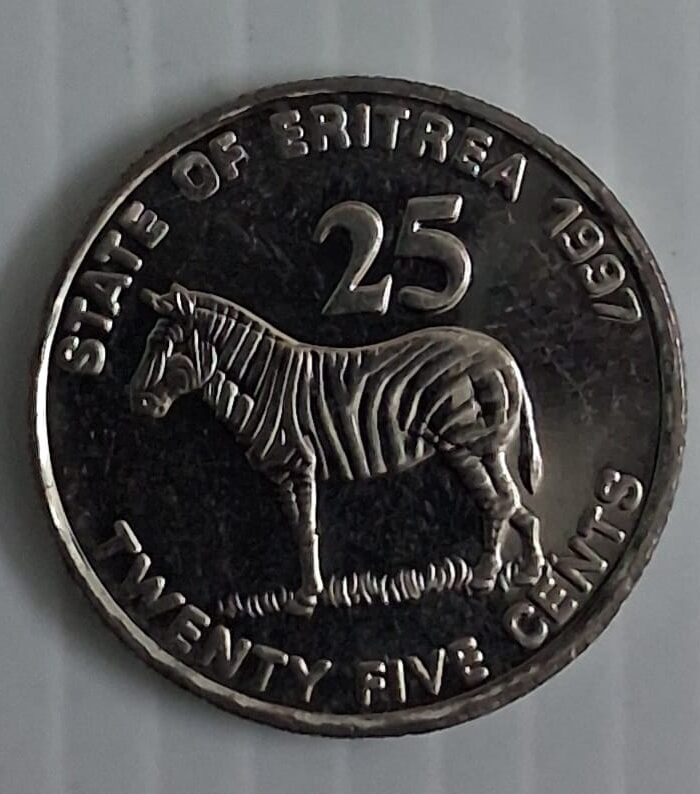 Eritrea 25 cents world coin Zebra