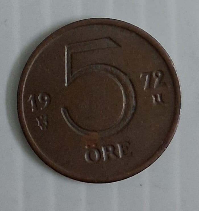 Sweden 5 Ore world coin 1972