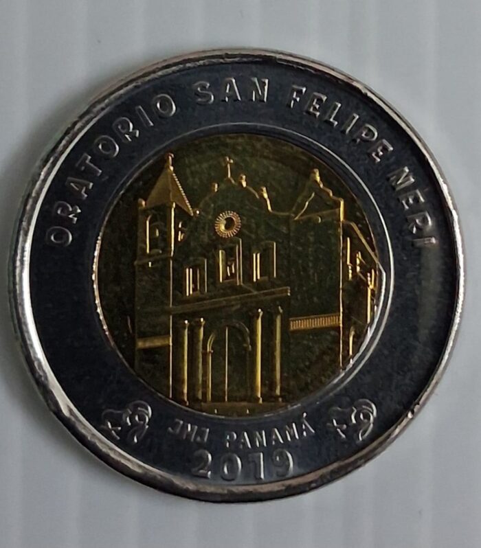 Panama 1 Balboa coin Cathedral of Queretaro Bimetal