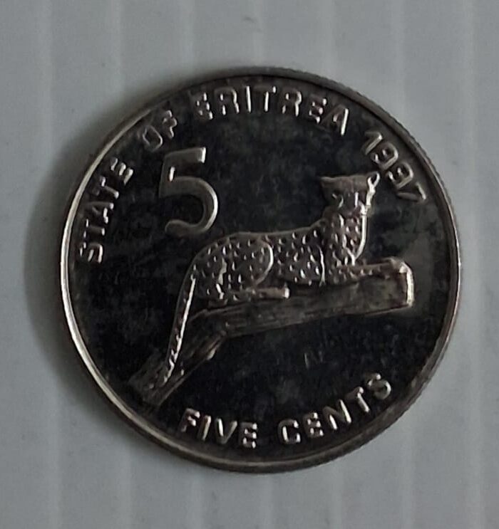 Eritrea 5 cents world coin Leopard