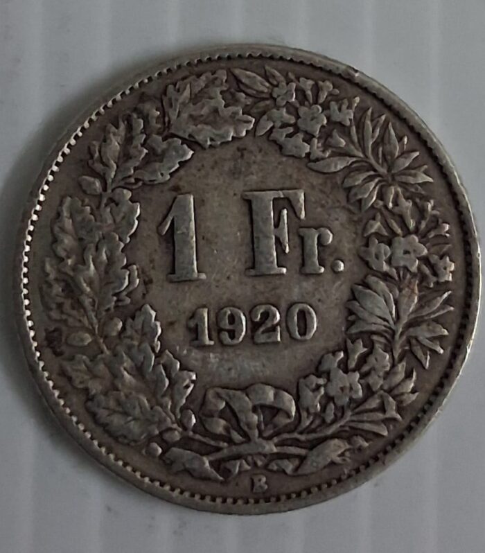 Switzerland 1 Franc world coin Silver 1920