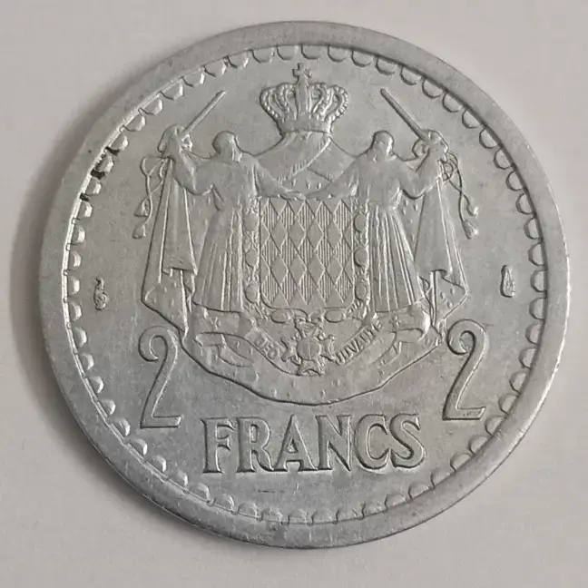 Monaco 2 Francs world coin 1943