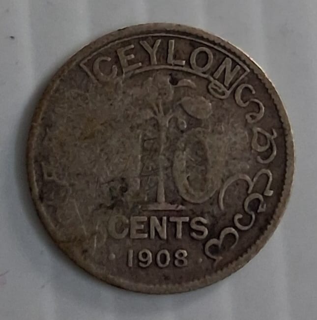 Ceylon 10 cents coin Edward VII 1908