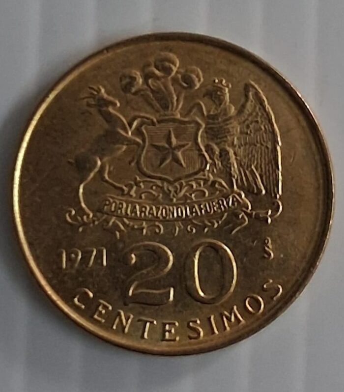 Chile 20 centavos coin 1971