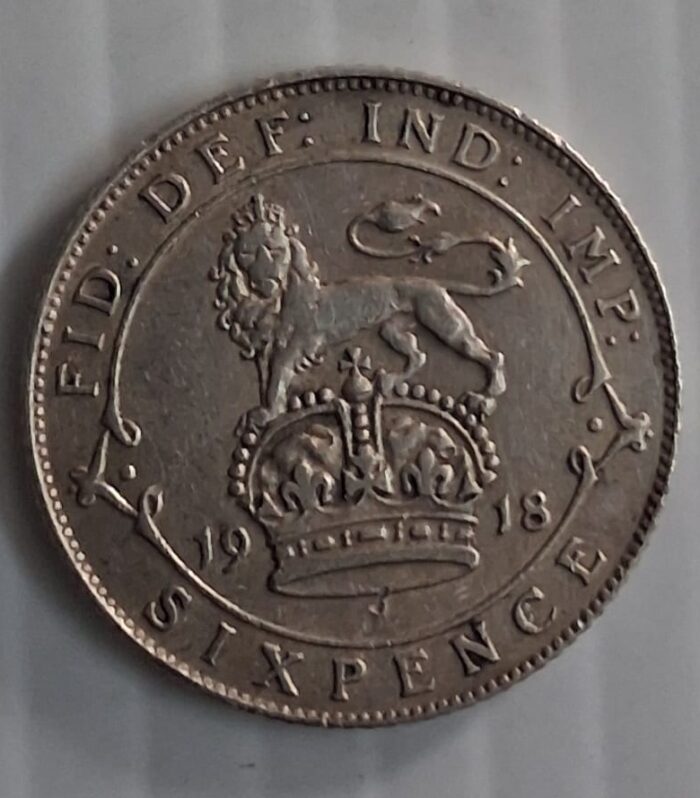 United Kingdom 6 Pence coin silver 1918