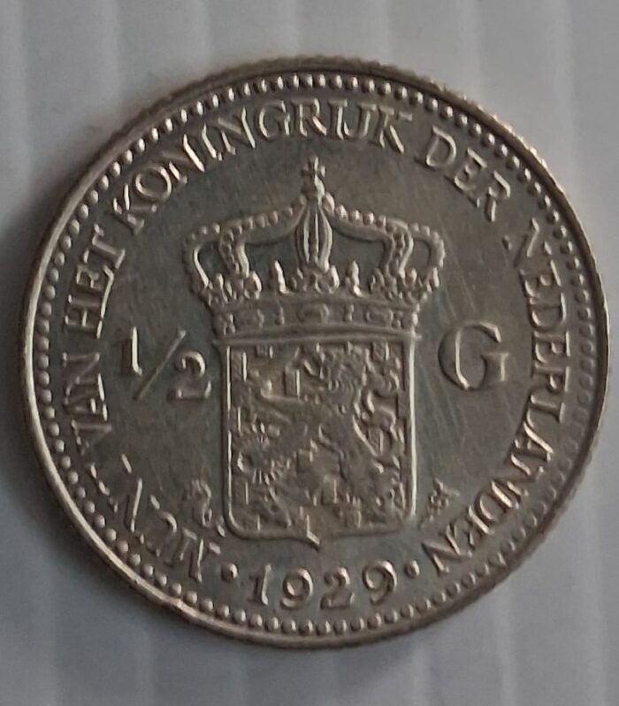 Netherlands 1/2 Gulden coin silver 1929