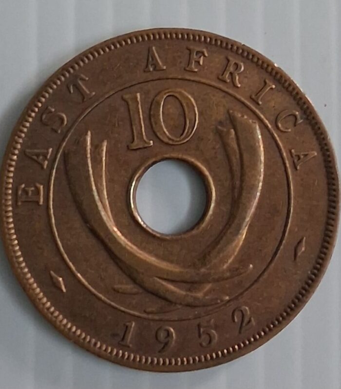 East Africa 10 cents coin hole 1952