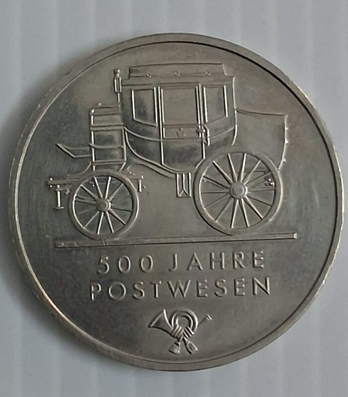 Germany 5 Mark coin 500 Years of mail services 1990