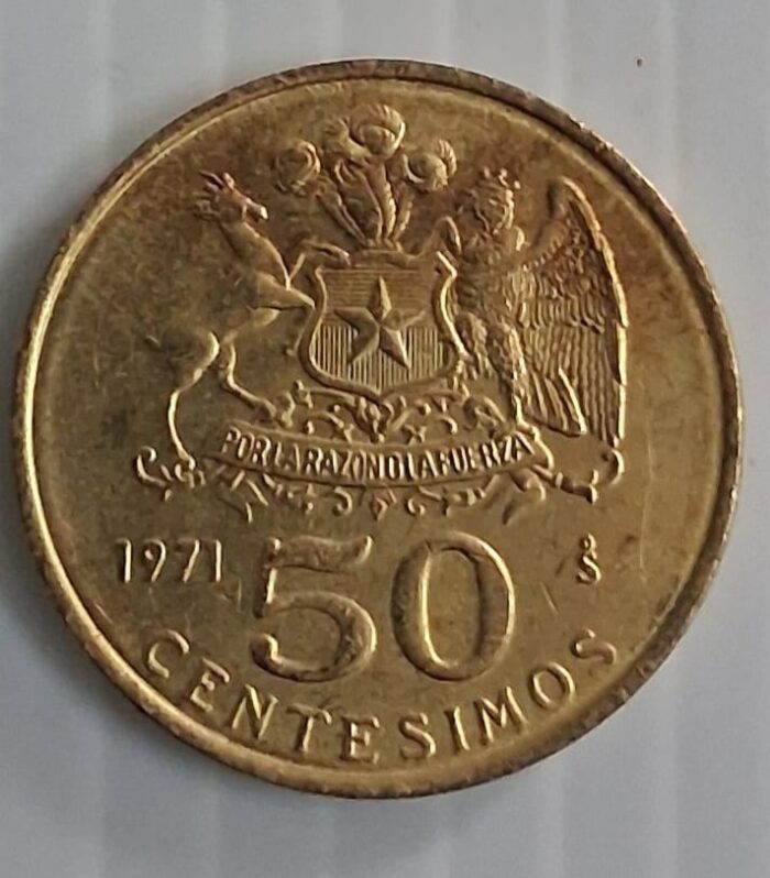 Chile 50 Centimos world coin 1971