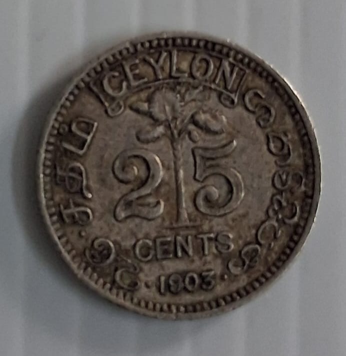 Ceylon 25 cents coin silver 1903 Edward