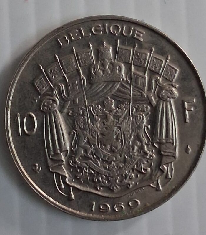 Belgium 10 Francs coin French Text