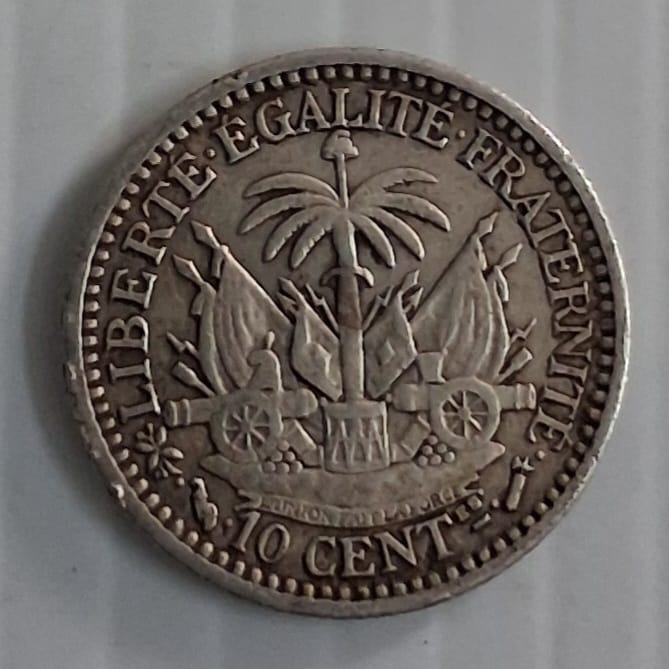 Haiti 10 Centimes coin Silver 1881